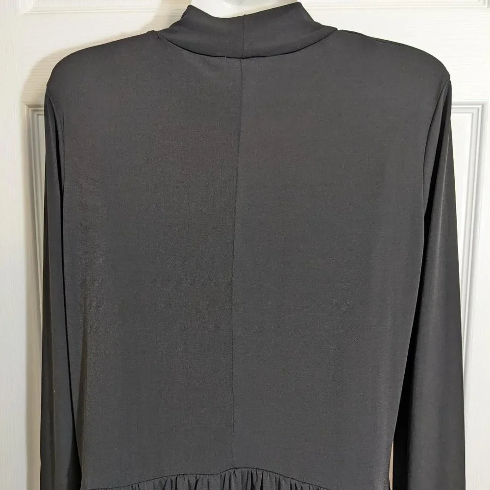 Zara Black Mock Neck Long Sleeve Drop Waist Midi Length Dress - size M - Picture 7 of 12